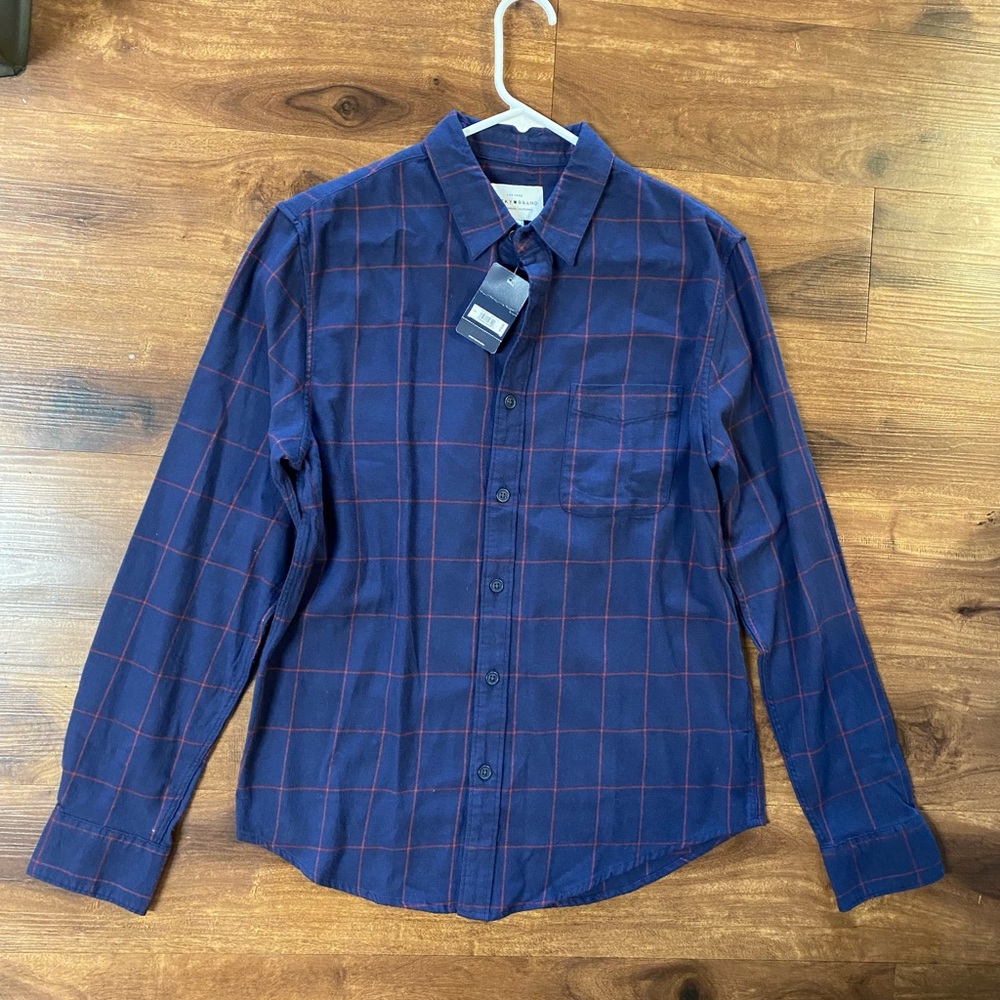 Lucky Brand Navy Windowpane Button-Down Shirt